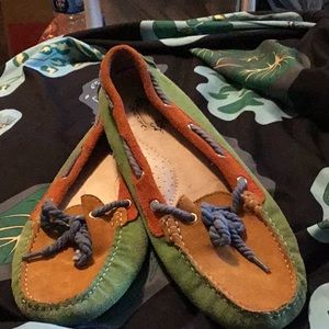 “COOL” Pajovi Lime,Orange, and Goldish Brown Suede Loafers